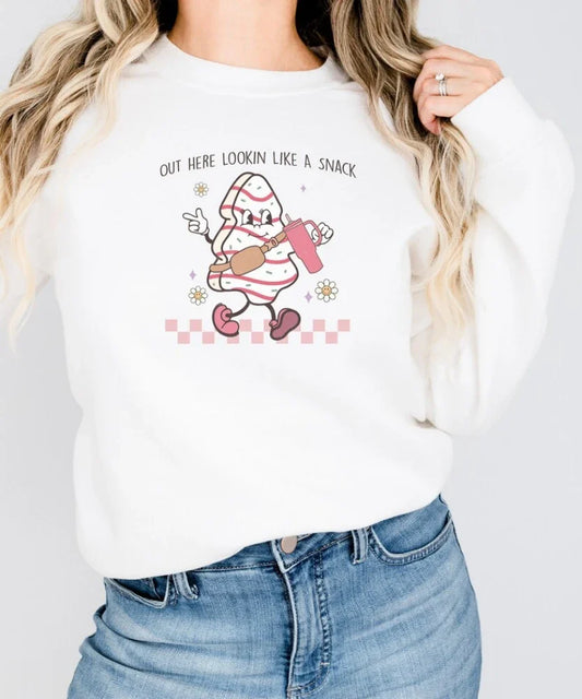 ’Out Here Lookin’ Like a Snack’ Sweatshirt - Cute Funny Holiday Top - T-Shirts - Sweatshirts - 2024 - 1