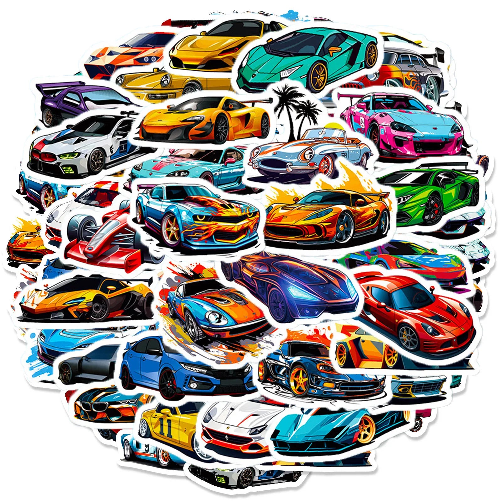 Variety Pack: Cartoon Racing Car Anime Stickers - 10/50 Pieces - Anime - Decorative Stickers - 3 - 2024