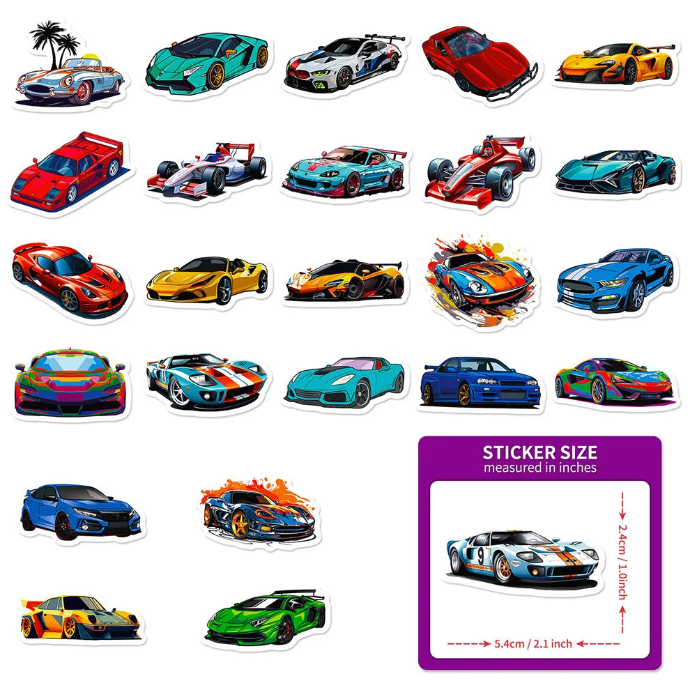 Variety Pack: Cartoon Racing Car Anime Stickers - 10/50 Pieces - Anime - Decorative Stickers - 6 - 2024