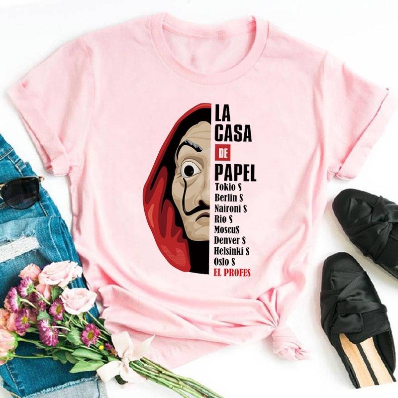 Casa Del Papel T Shirts - D14-pink / S - T-Shirts - Shirts & Tops - 55 - 2024