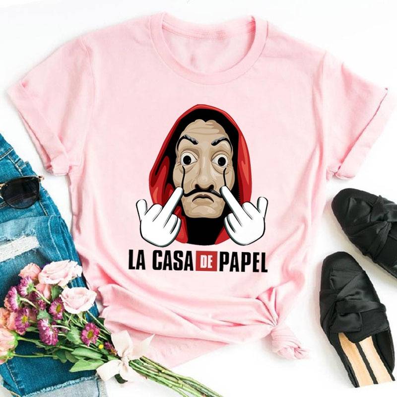 Casa Del Papel T Shirts - D22-pink / S - T-Shirts - Shirts & Tops - 56 - 2024