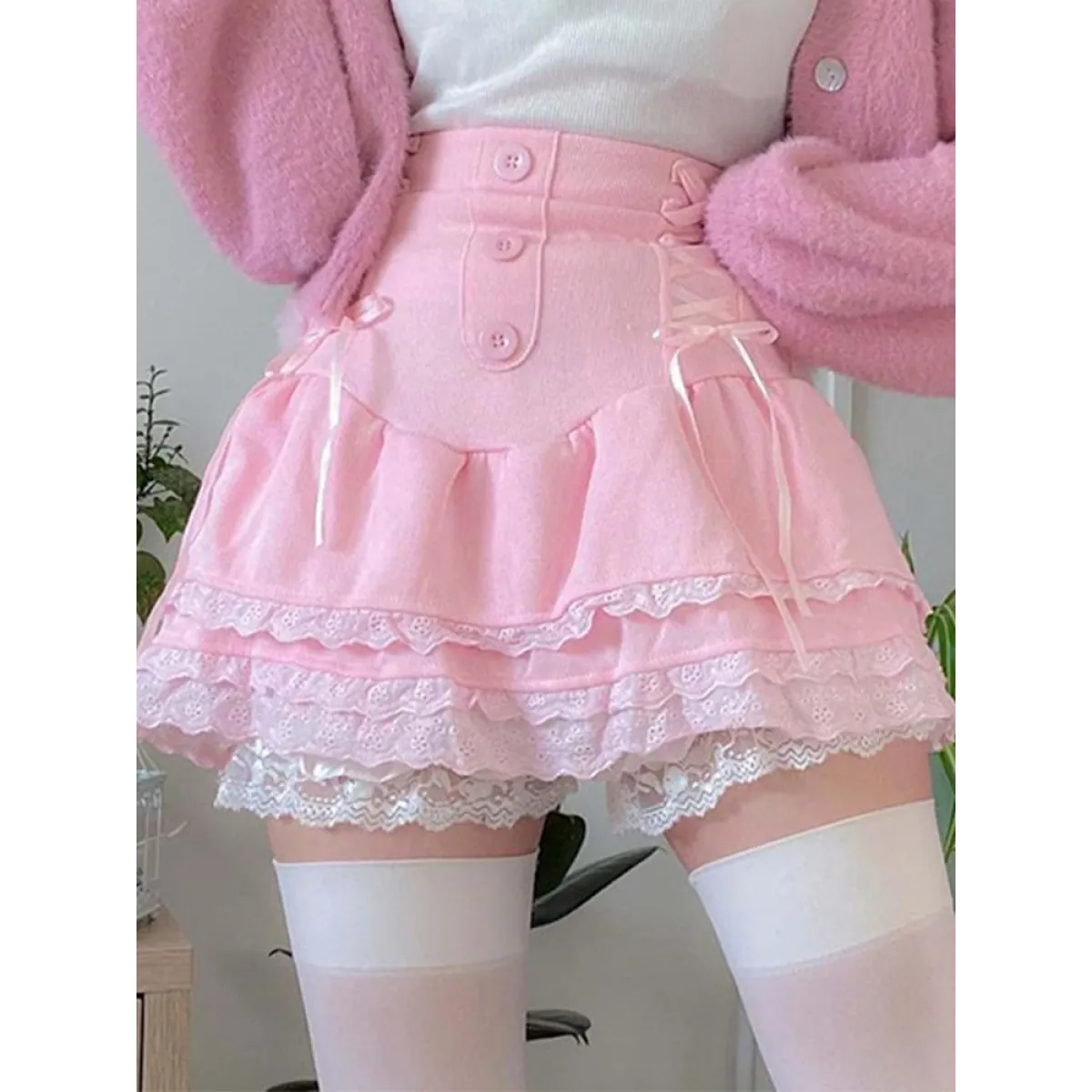 Pink Skirt With Cascading Ruffles - Bottoms - Clothing - 2 - 2024