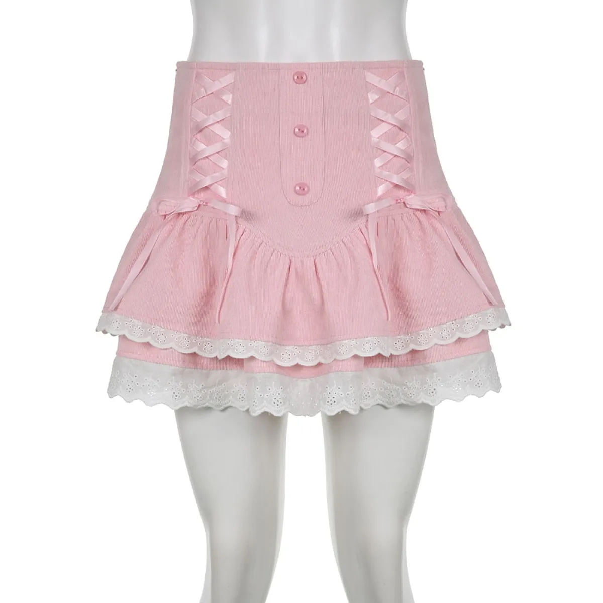 Pink Skirt With Cascading Ruffles - Bottoms - Clothing - 3 - 2024