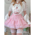 Pink Skirt With Cascading Ruffles - Pink / M - Bottoms - Clothing - 6 - 2024