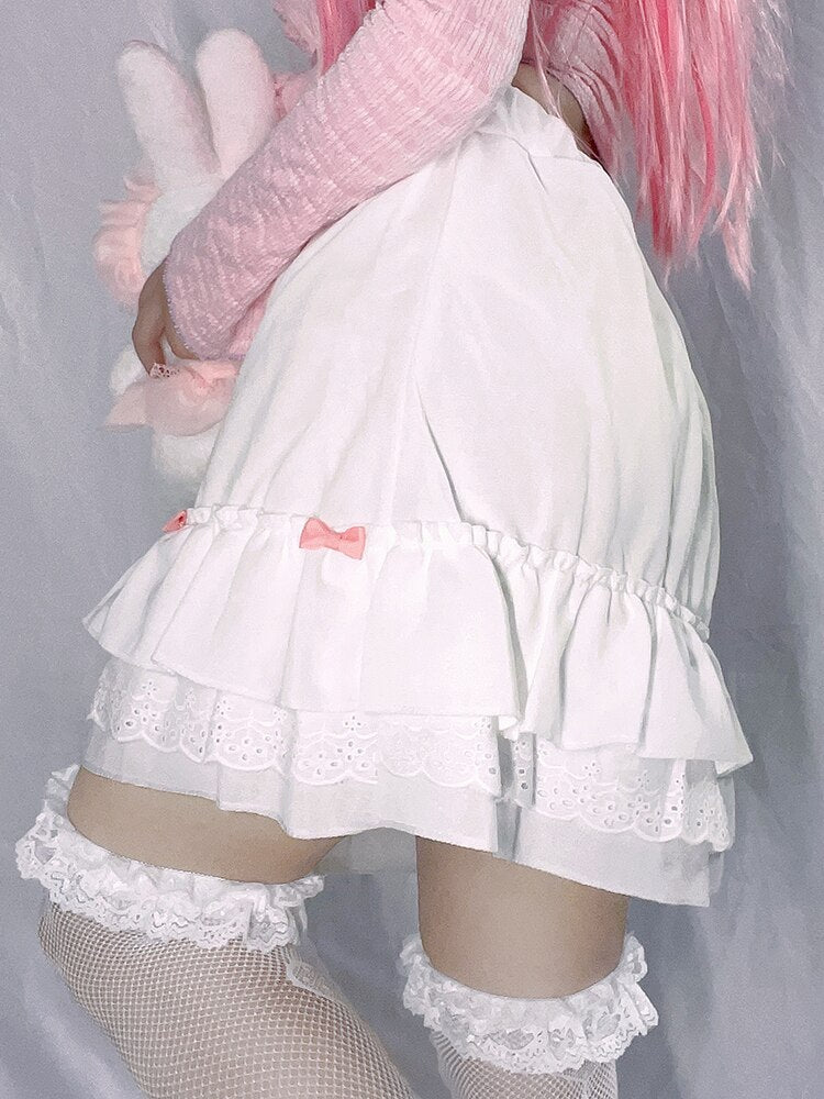 Cascading Ruffle Kawaii Skirt With Bow - Bottoms - Clothing - 4 - 2024