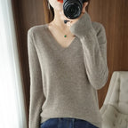 Cashmere Knit V-Neck Pullover with Lace Detail - Sweaters - Sweater / Pullover - 10
