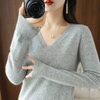 Cashmere Knit V-Neck Pullover with Lace Detail - Sweaters - Sweater / Pullover - 14