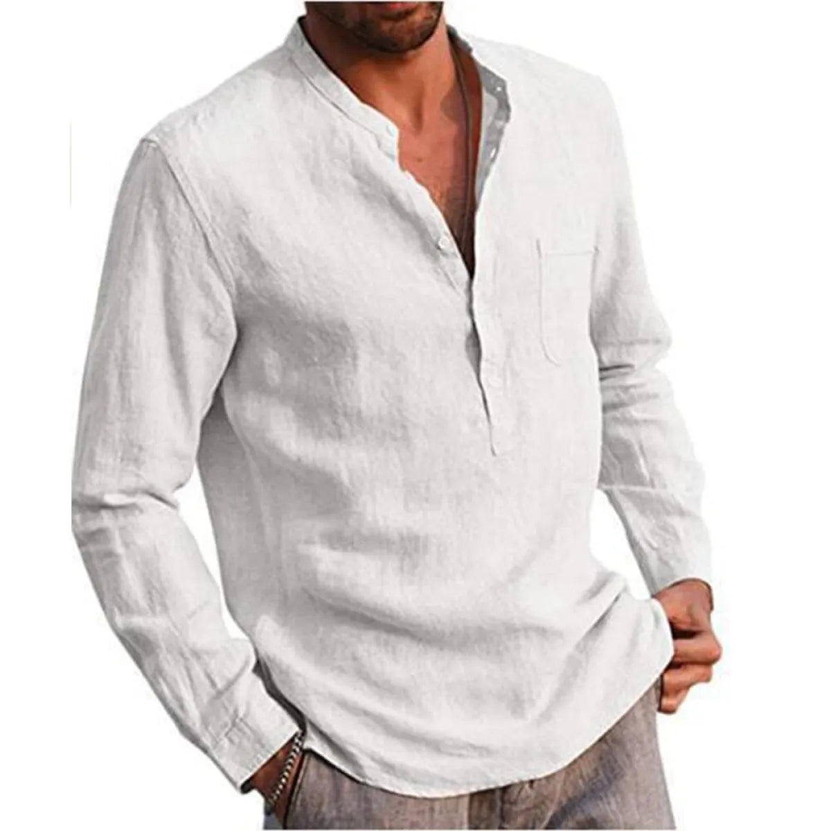 Casual Beach Style Linen Shirt - T-Shirts - 10