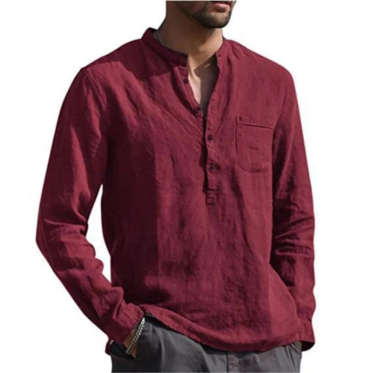 Casual Beach Style Linen Shirt - T-Shirts - 12