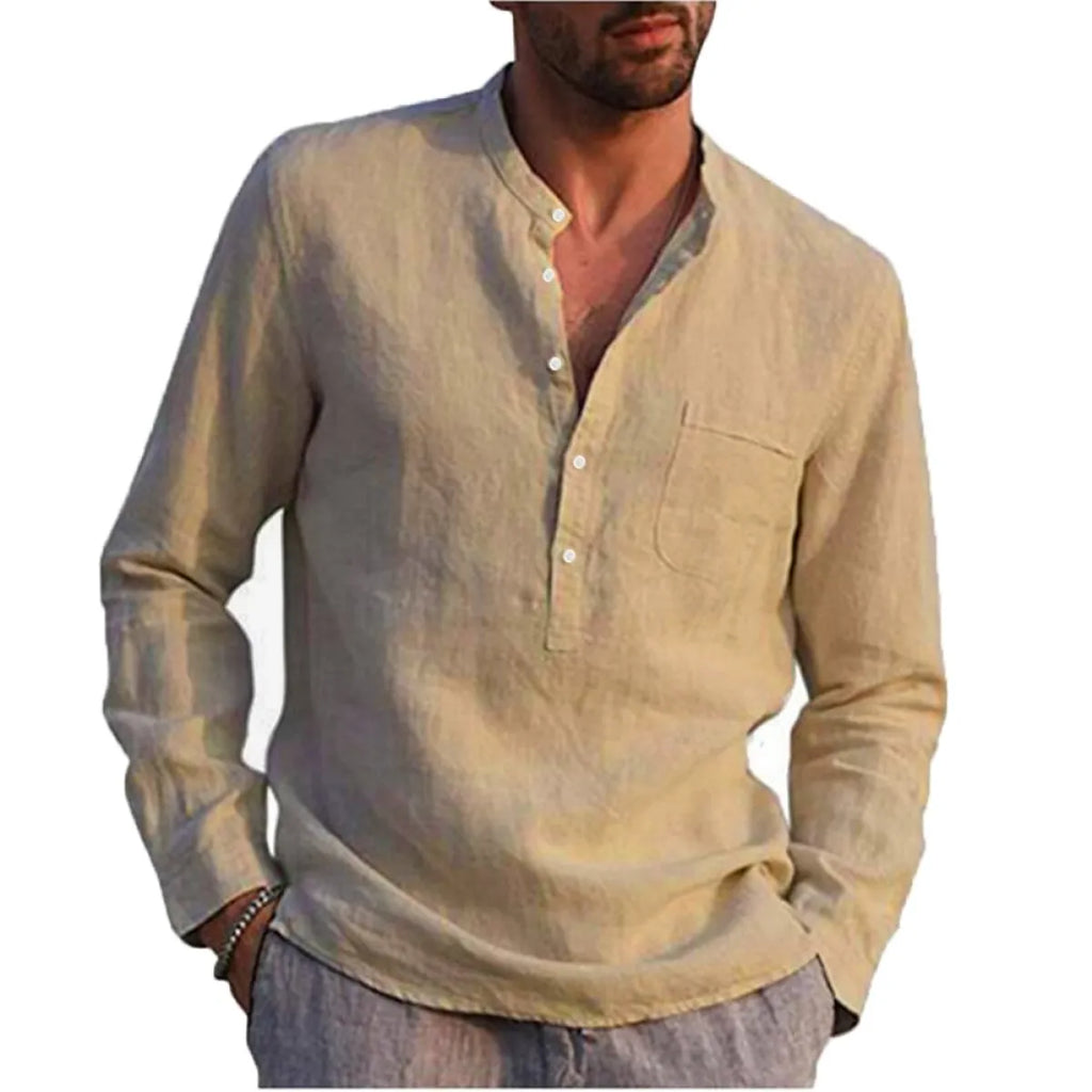 Casual Beach Style Linen Shirt - T-Shirts - 8