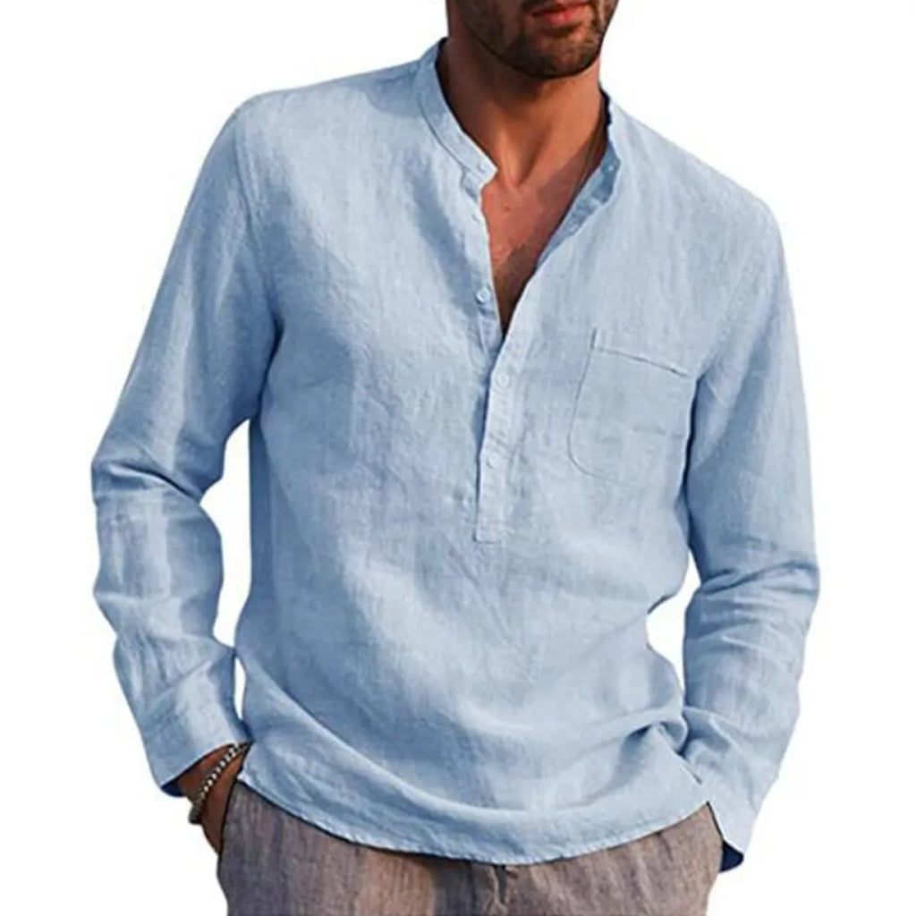 Casual Beach Style Linen Shirt - T-Shirts - 9