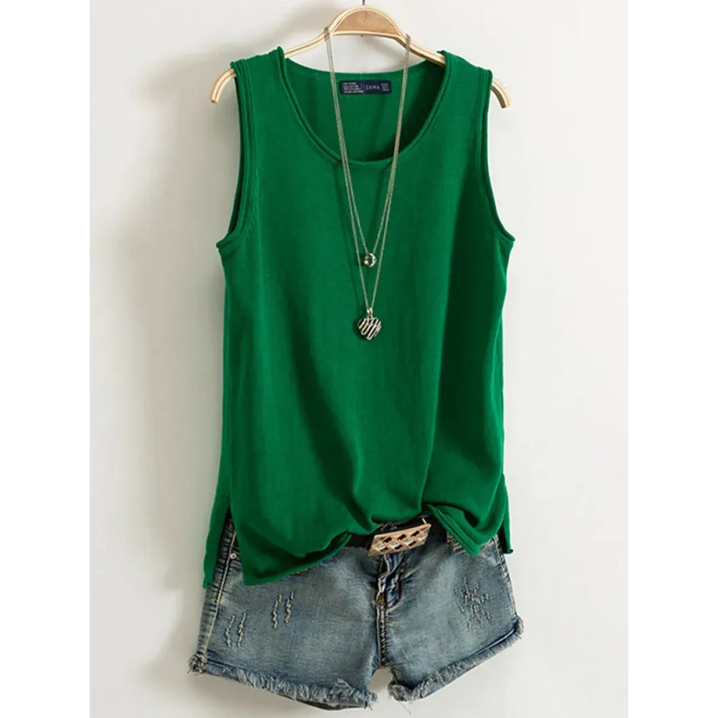 Casual Cotton Sleeveless Tank Top - Tops & Tees - Tops - 1