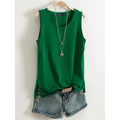 Casual Cotton Sleeveless Tank Top - Tops & Tees - Tops - 11