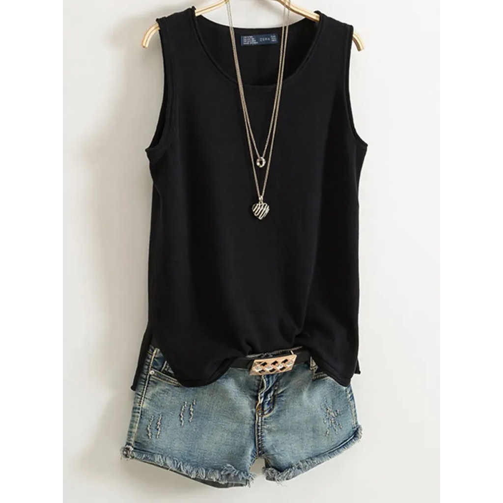 Casual Cotton Sleeveless Tank Top - Tops & Tees - Tops - 3