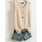 Casual Cotton Sleeveless Tank Top - Tops & Tees - Tops - 9