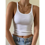 Casual Ribbed Cotton Crop Top - Women’s Clothing & Accessories - Crop Tops - 1