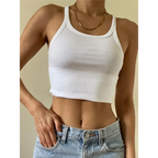 Casual Ribbed Cotton Crop Top - Women’s Clothing & Accessories - Crop Tops - 3