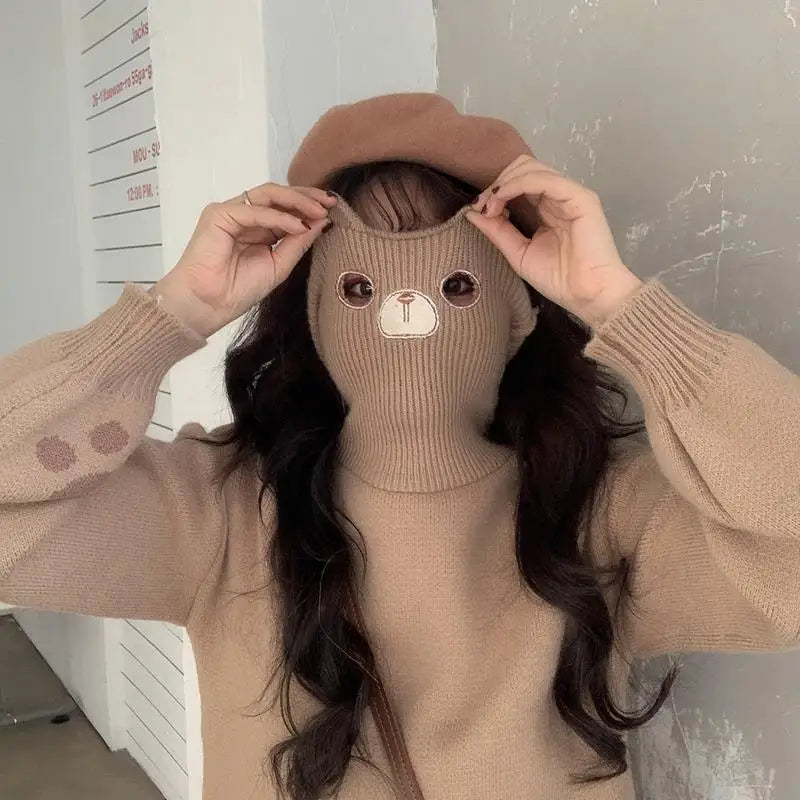 Korean Turtleneck Knit Pullover with Cat Claw Embroidery - All Products - Shirts & Tops - 6 - 2024