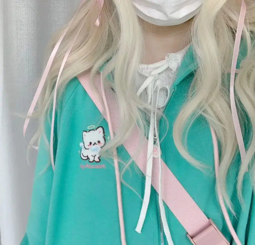 Cat Ear Harajuku Zip-Up Hoodie - Sweet Japanese Style - Hoodies & Sweatshirts - Shirts & Tops - 16 - 2024