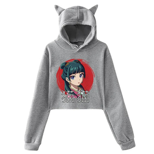 Maomao Cat Ear Cropped Hoodie - The Apothecary Diaries - Women’s Clothing & Accessories - Hoodie - 2