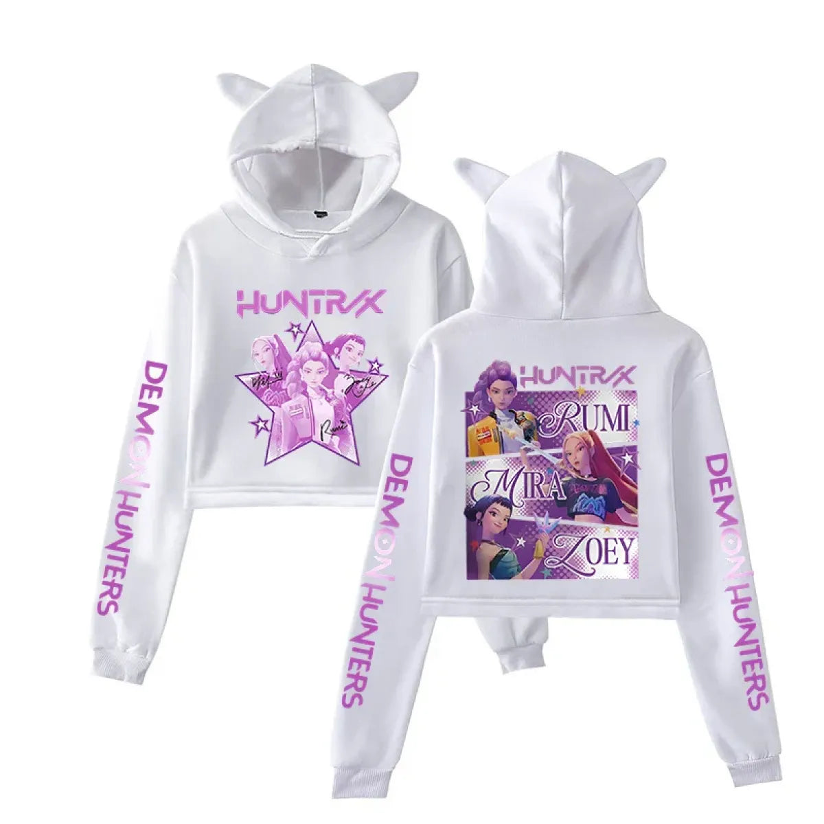 Demon Hunters Cat Ear K-Pop Cropped Hoodie - Women’s Clothing & Accessories - Hoodie - 2