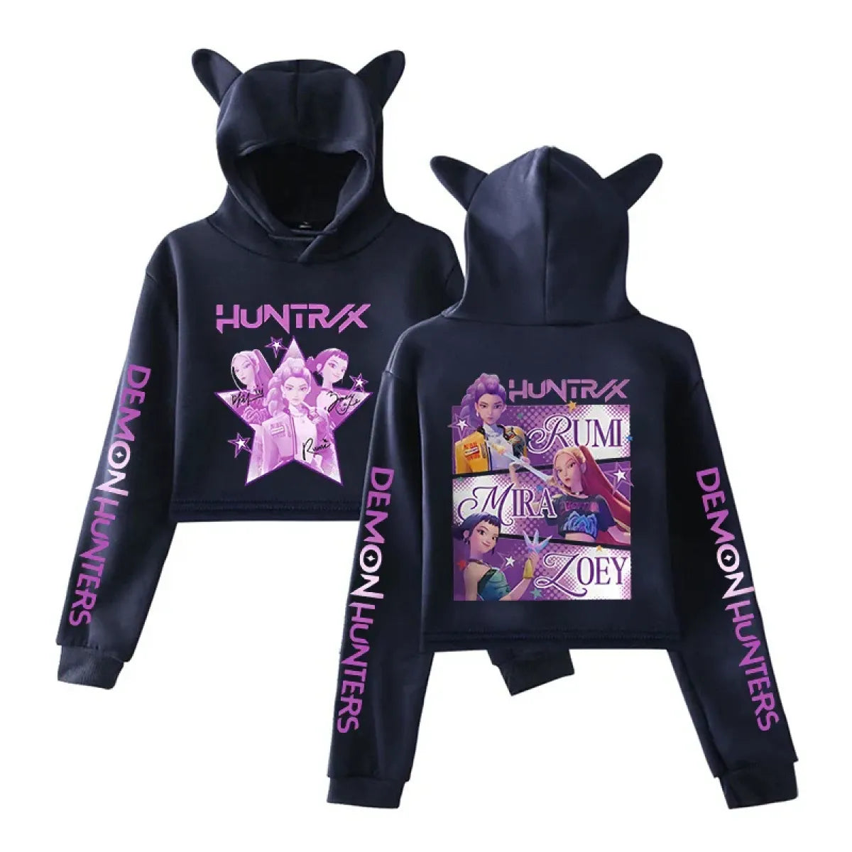 Demon Hunters Cat Ear K-Pop Cropped Hoodie - Women’s Clothing & Accessories - Hoodie - 3