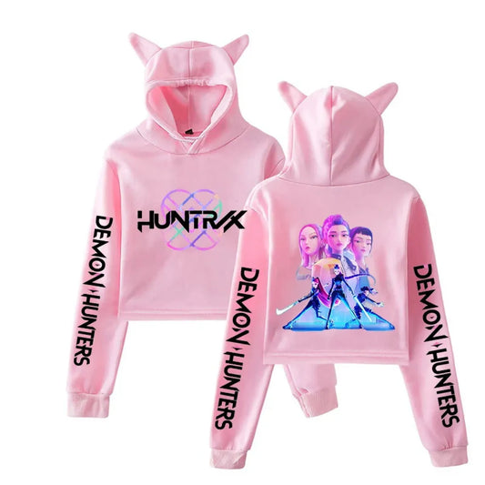 Demon Hunters Kpop Cat Ear Cropped Hoodie - Women’s Clothing & Accessories - Hoodie - 2