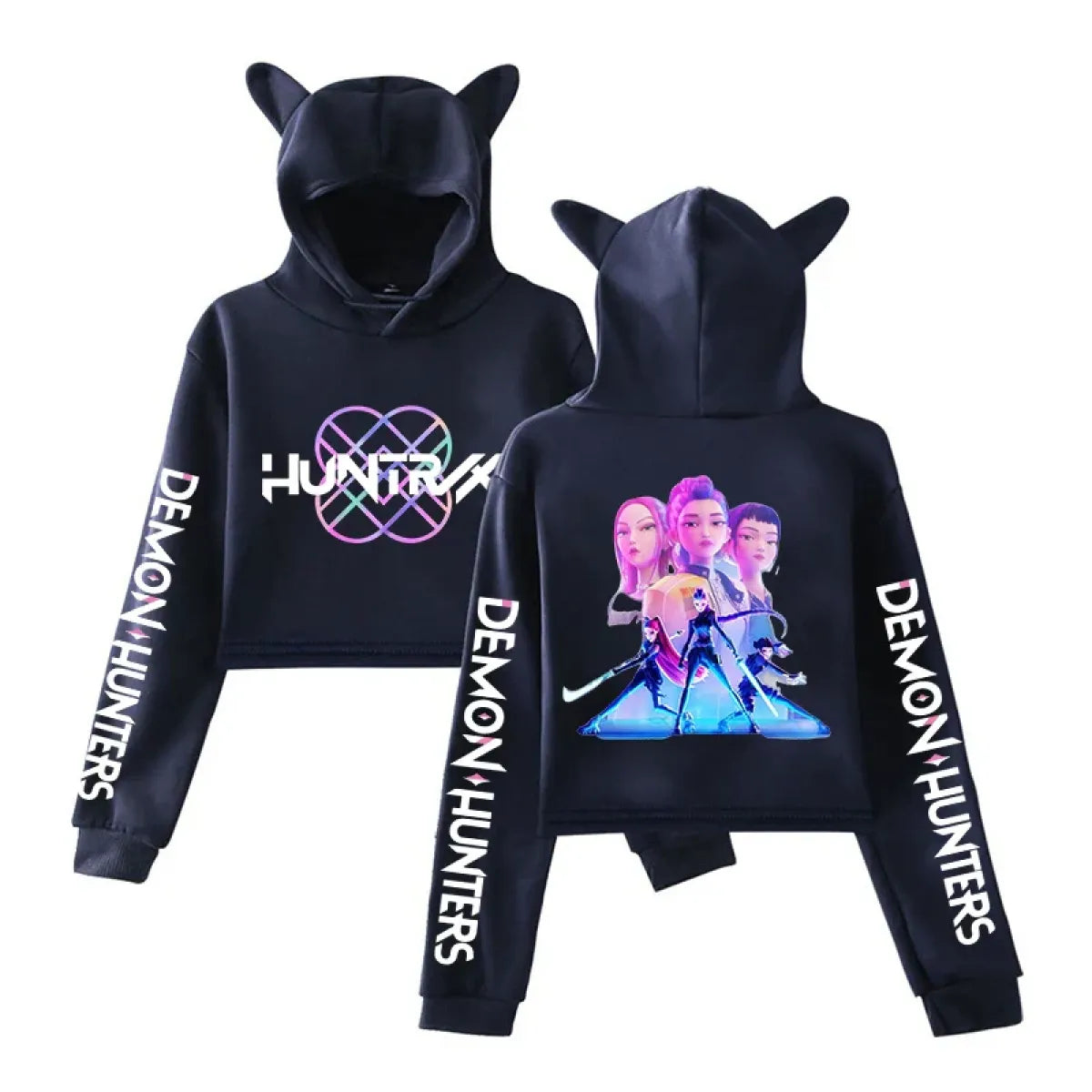 Demon Hunters Kpop Cat Ear Cropped Hoodie - Women’s Clothing & Accessories - Hoodie - 3