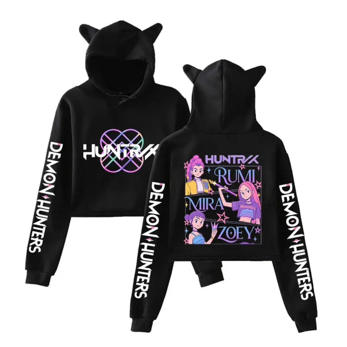 Kawaii Demon Hunters Cat Ear Crop Hoodie - Women’s Clothing & Accessories - Hoodie - 1