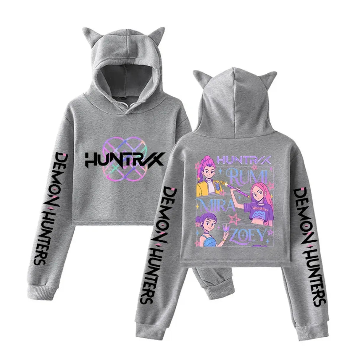 Kawaii Demon Hunters Cat Ear Crop Hoodie - Women’s Clothing & Accessories - Hoodie - 3