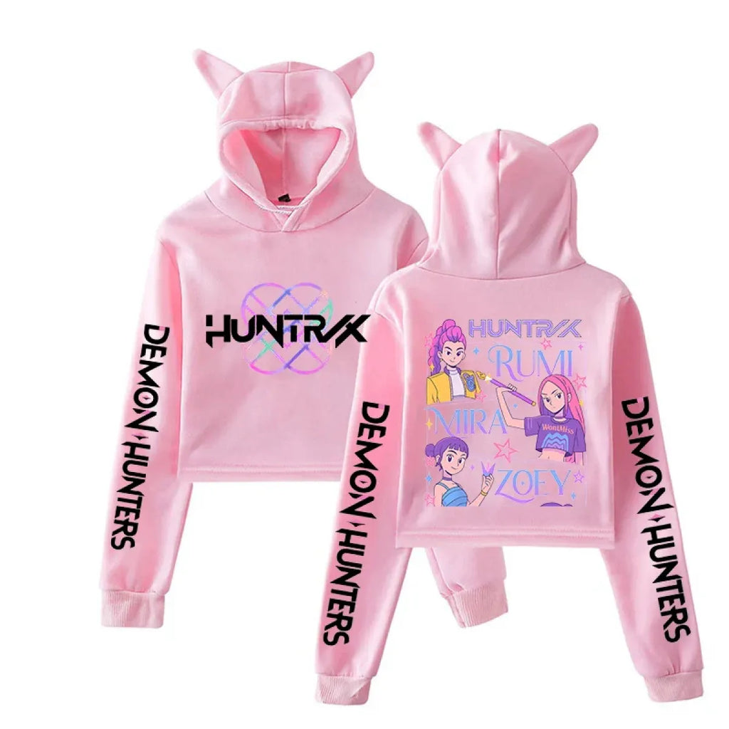 Kawaii Demon Hunters Cat Ear Crop Hoodie - Women’s Clothing & Accessories - Hoodie - 4