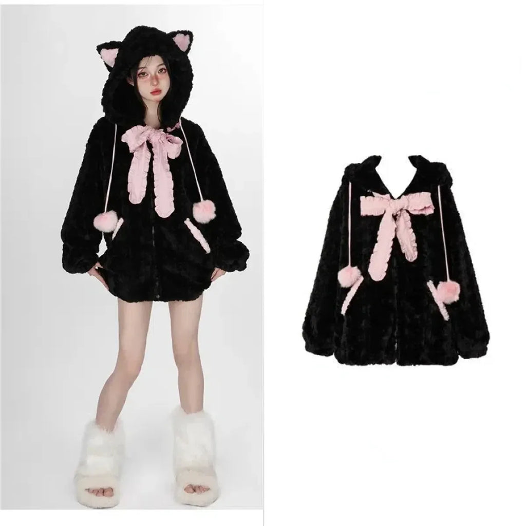 Kawaii Fuzzy Cat Ear Hoodie - Women’s Clothing & Accessories - Women’s Hoodies - 1