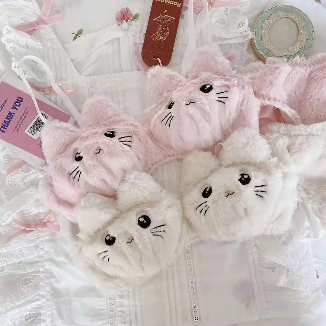 Harajuku Kawaii Fashion Fluffy Cat Lingerie Set - Women’s Clothing & Accessories - Lingerie - 11 - 2024