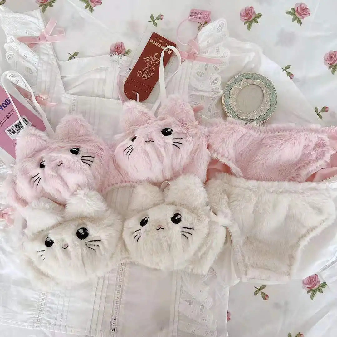 Harajuku Kawaii Fashion Fluffy Cat Lingerie Set - Women’s Clothing & Accessories - Lingerie - 13 - 2024