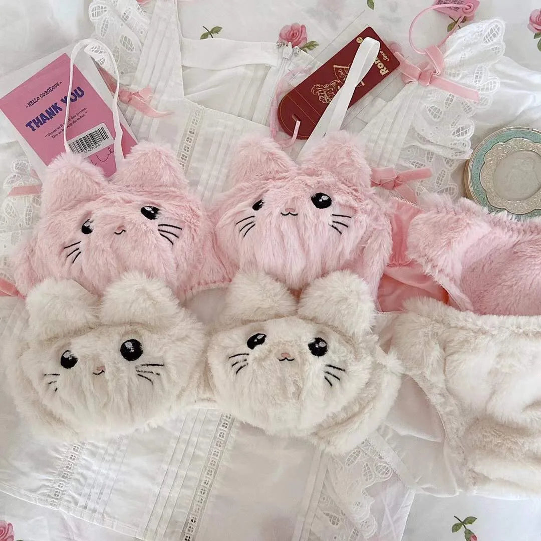 Harajuku Kawaii Fashion Fluffy Cat Lingerie Set - Women’s Clothing & Accessories - Lingerie - 14 - 2024