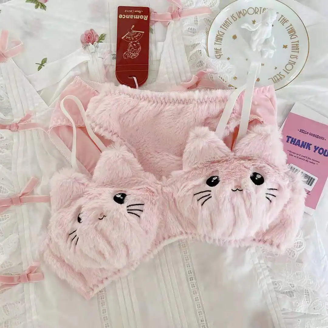 Harajuku Kawaii Fashion Fluffy Cat Lingerie Set - Women’s Clothing & Accessories - Lingerie - 16 - 2024