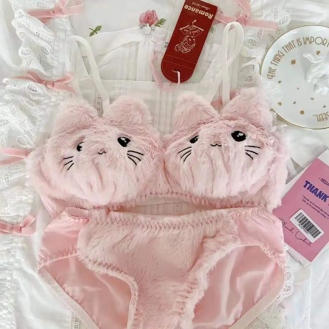 Harajuku Kawaii Fashion Fluffy Cat Lingerie Set - Women’s Clothing & Accessories - Lingerie - 4 - 2024