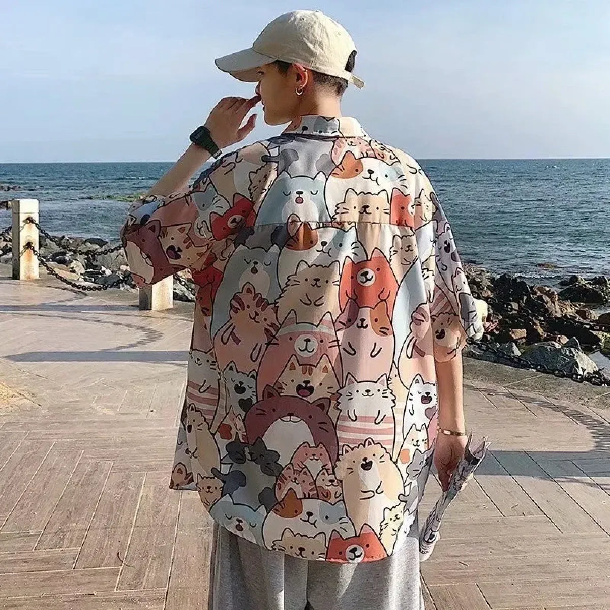 Multicolored Kawaii Cat Print Shirt - T-Shirts - T-Shirts - 3