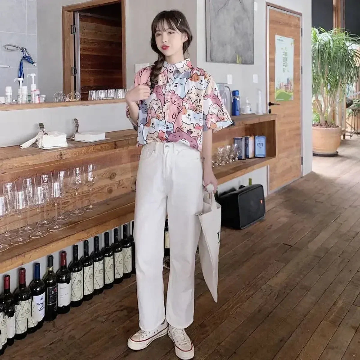 Multicolored Kawaii Cat Print Shirt - T-Shirts - T-Shirts - 6