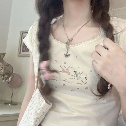 Kawaii Cat Print Slim Fit Tee - T-Shirts - T-Shirt - 2