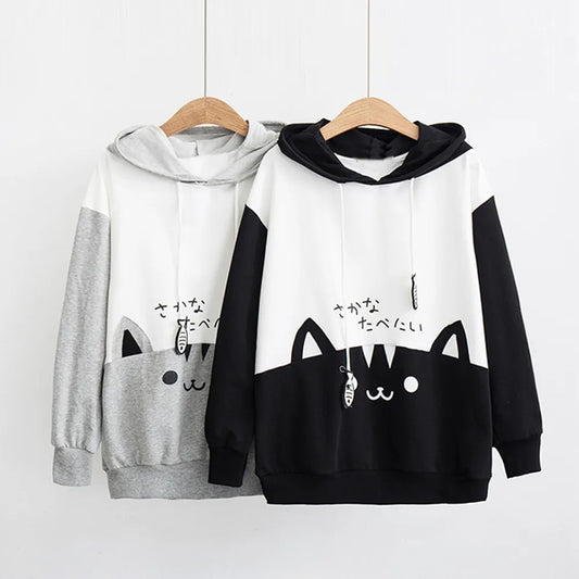 Casual Long Sleeve Cat Print Sweatshirt - T-Shirts - Shirts & Tops - 2 - 2024