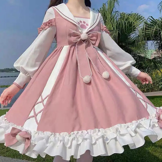 Large Cat’s Paw Lolita Dress - Kawaii Short Sleeve Princess Dress - All Dresses - Dresses - 1 - 2024