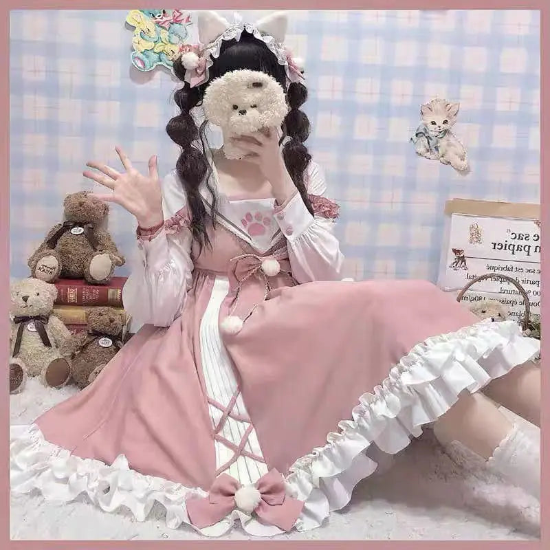 Large Cat’s Paw Lolita Dress - Kawaii Short Sleeve Princess Dress - All Dresses - Dresses - 3 - 2024