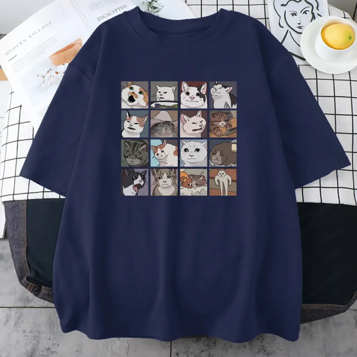 Cats Puzzle Printed T-shirt - T-Shirts - 11