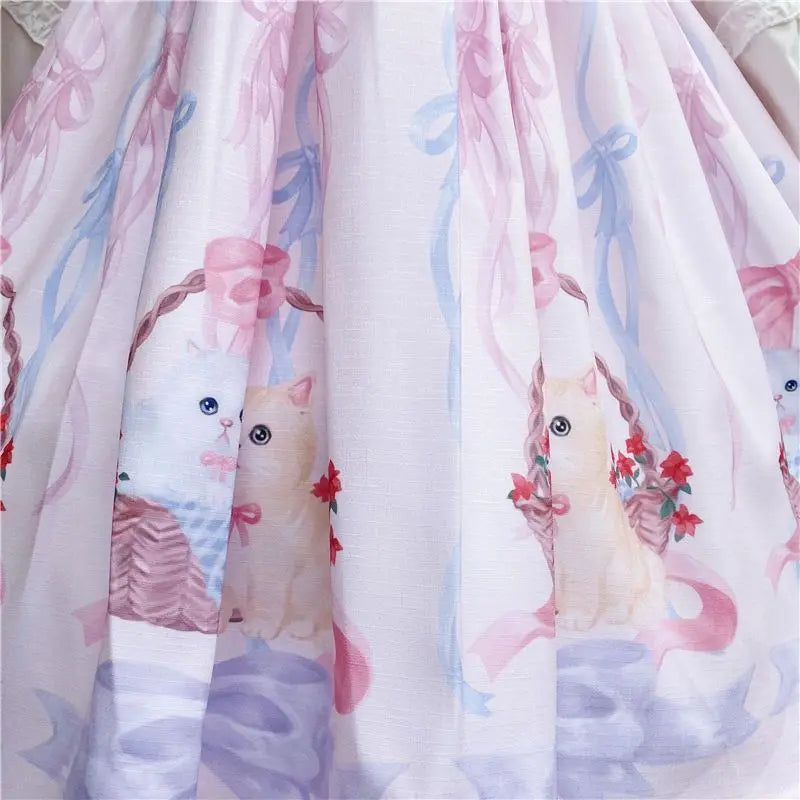 JSK Kawaii Lolita Dress - Cute Cats Tea Party - Light Blue / One Size / CHINA - All Dresses - Dresses - 20 - 2024