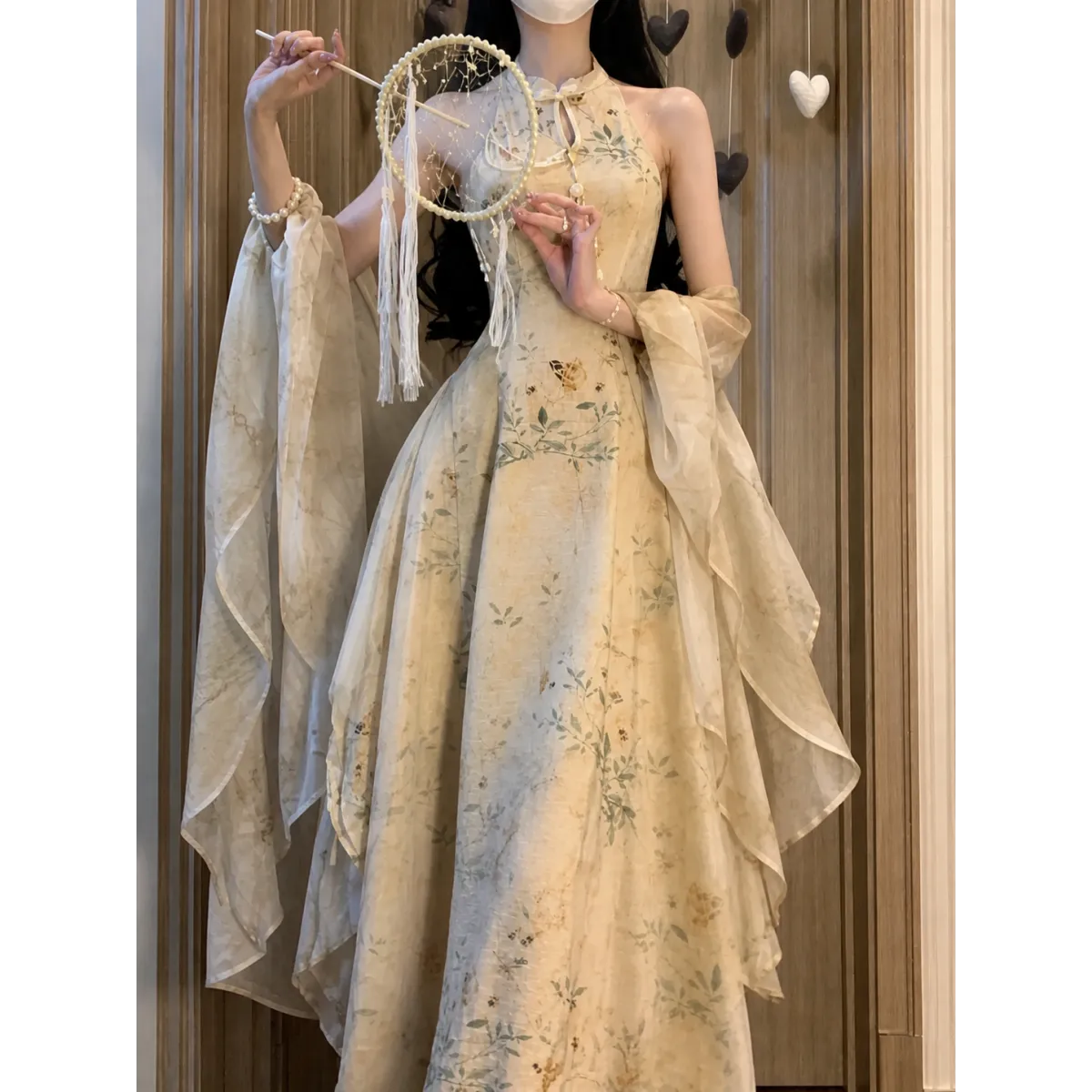 Hanfu-Inspired Slim Waist Vest Dress & Cardigan Set - All Dresses - Sets / Co-ords - 2