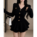 Y2K Kawaii Knitted Two-Piece Set – Elegant Mini Skirt Suit - Bottoms - Short - Round - Clothing Sets - 1
