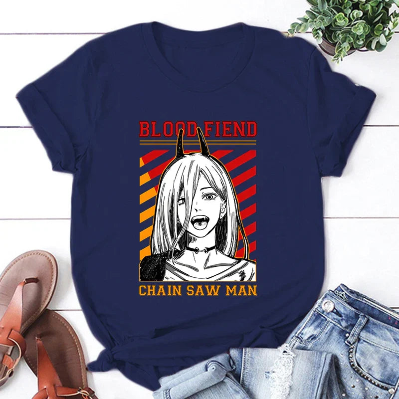 Chainsaw Man - Blood Fiend Tee - Dark Blue / XXS - T-Shirts - Shirts & Tops - 6 - 2024