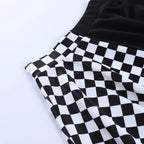Checkerboard Gothic Punk Skirt – Grommet Chains & Contrast Panels - Bottoms - Skirts - 6