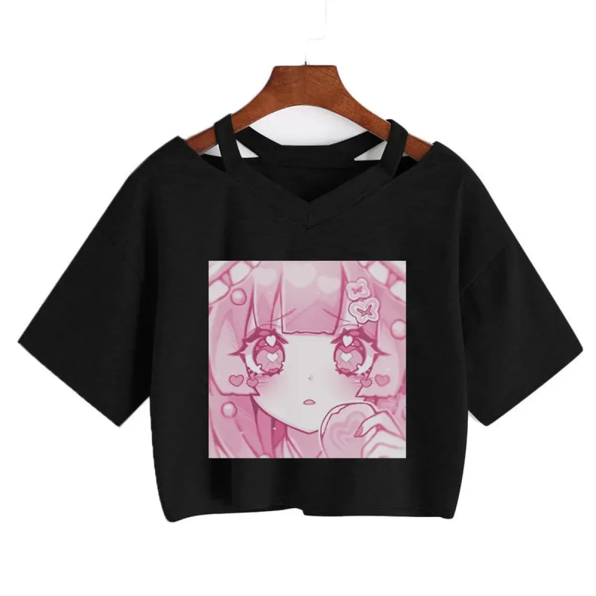 Cherry Blossom Dreams Crop Top – Sweet Manga-Inspired Pink Tee - T-Shirts - 4